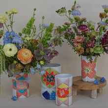Load image into Gallery viewer, Limited Edition: Heirloom Quilted Ceramic Vase with Flowers