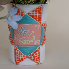Load image into Gallery viewer, Limited Edition: Heirloom Quilted Ceramic Vase with Flowers