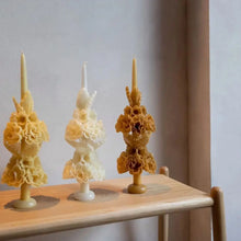 Load image into Gallery viewer, Handmade Beeswax Floral Oaxaca Taper Candle - Lrg