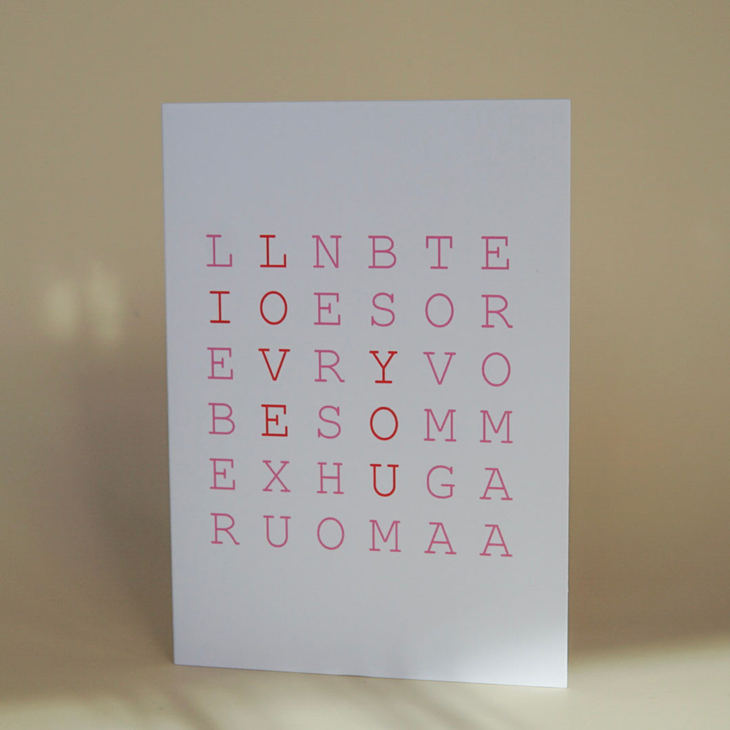 I love you (Word Jumble) - Card