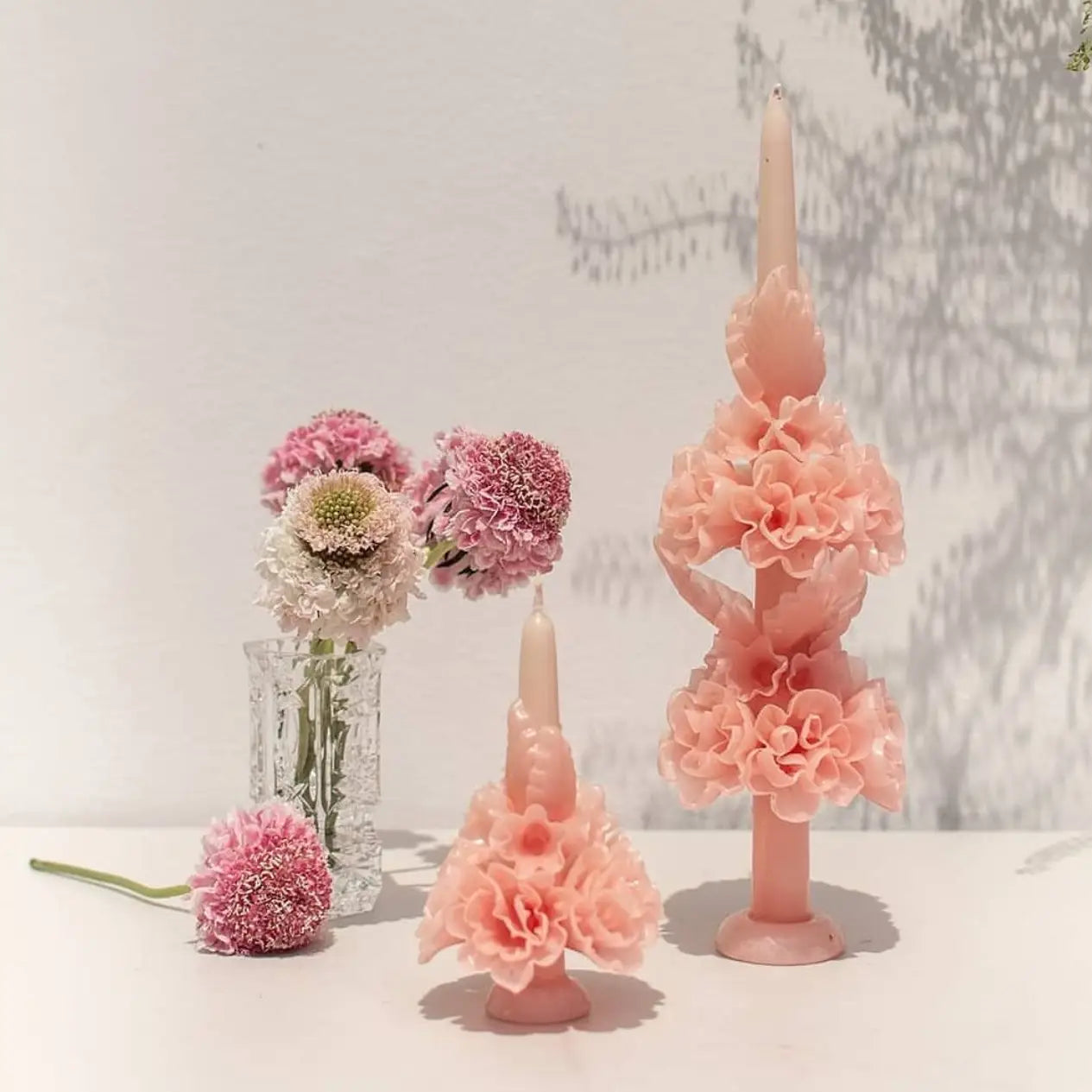 Handmade Beeswax Floral Oaxaca Taper Candle - Short