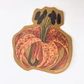 Sticker of a lily flower with a brown border on a white background