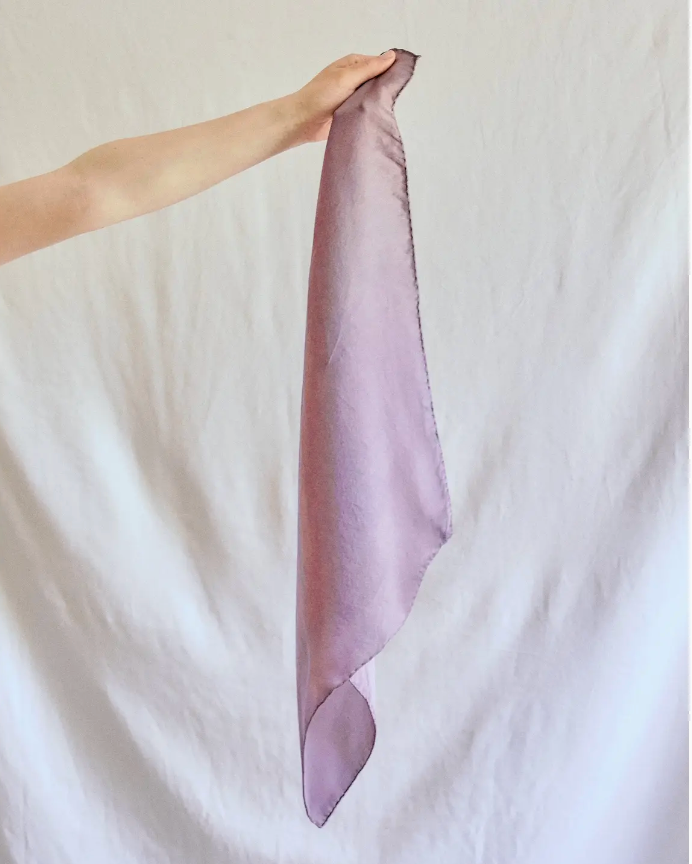 Silk Scarf Bandana, Botanically Ice Dyed