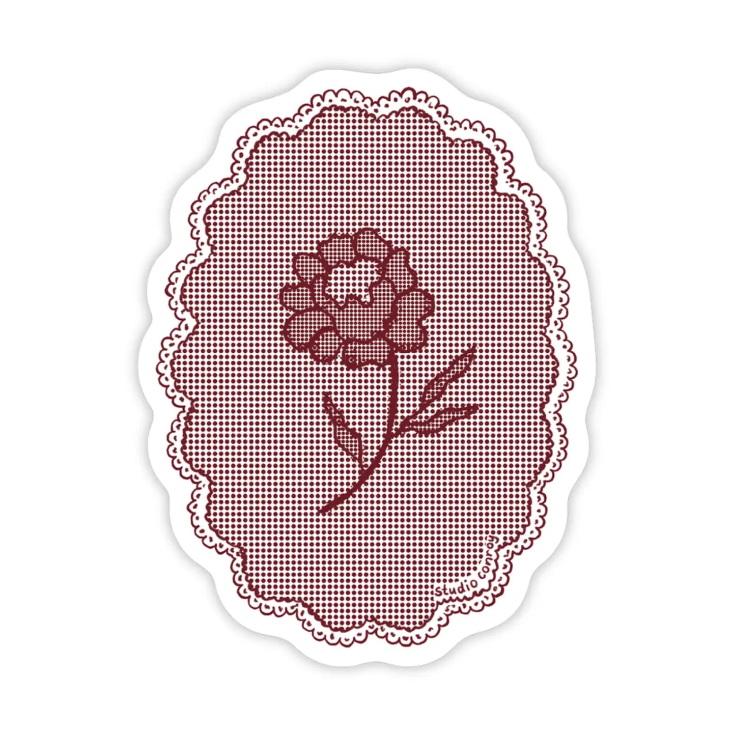 Maroon Lace Flower - Sticker