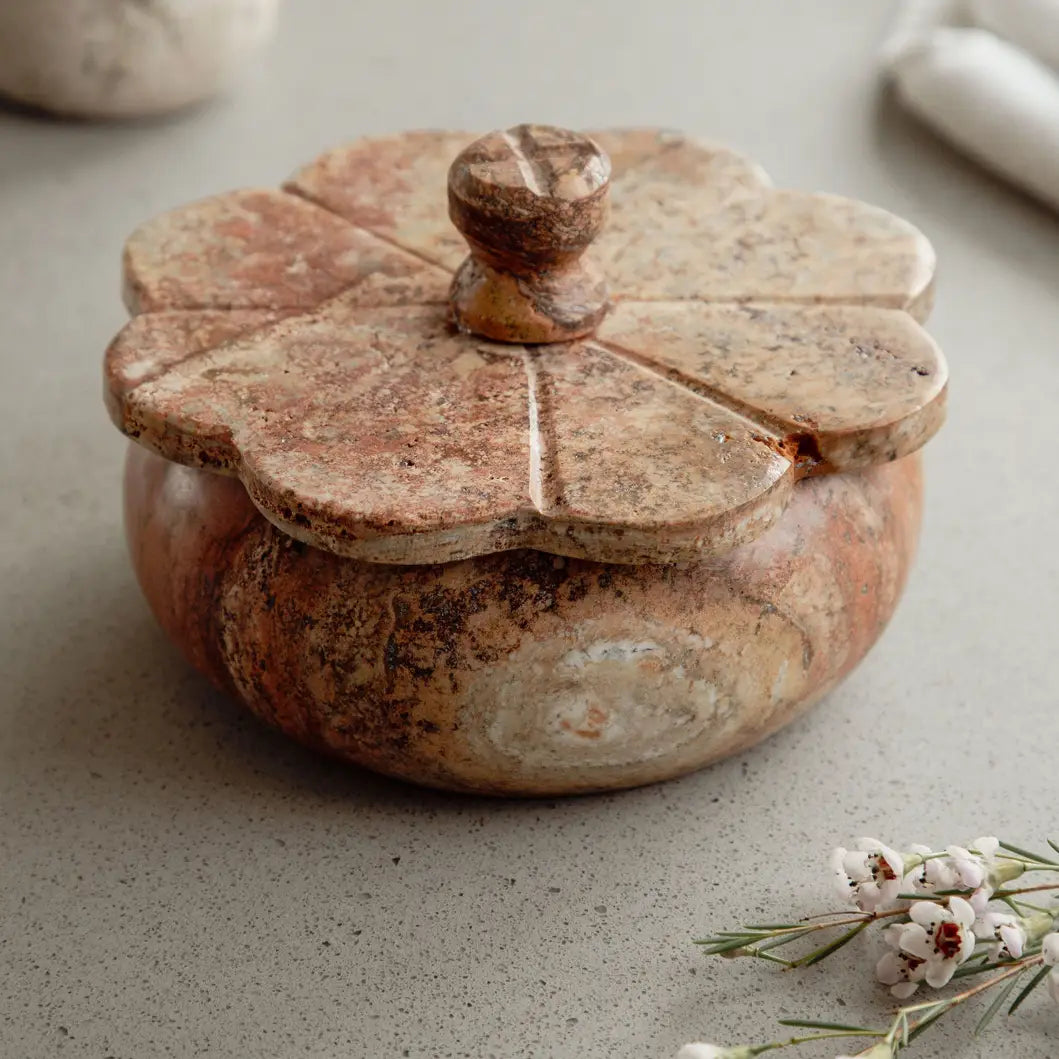 Rust Travertine Trinket Box