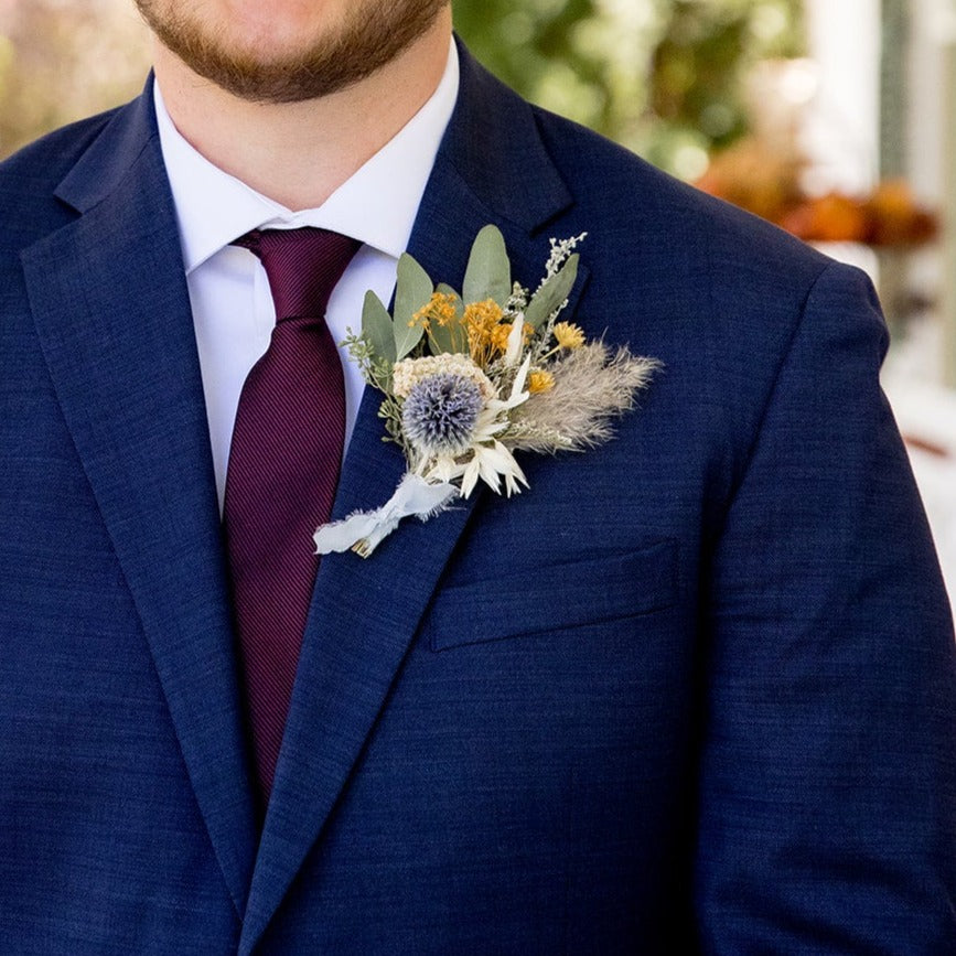 Dried Floral Boutonniere - Assorted Colorss